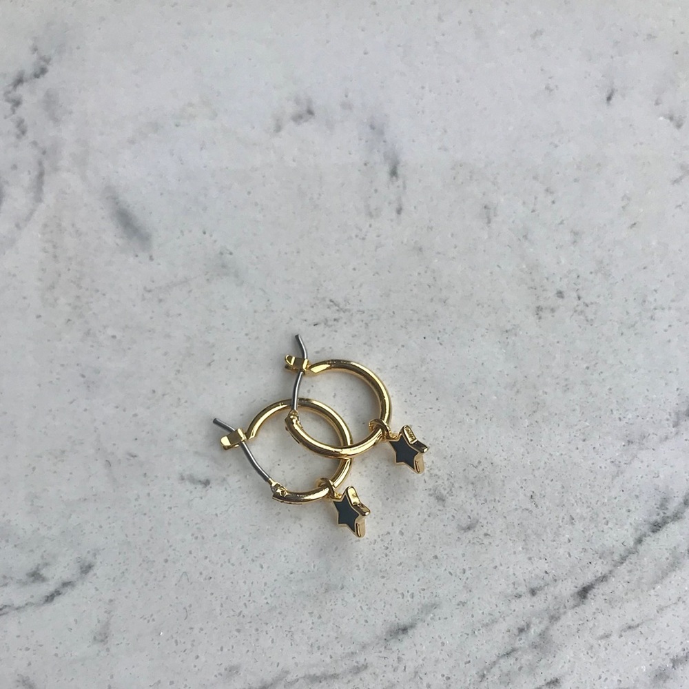 Gold hoops with black star charm!